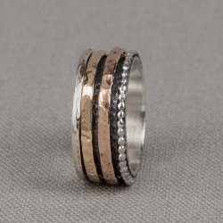 JJ Zilveren Ring deels verguld - mt 56