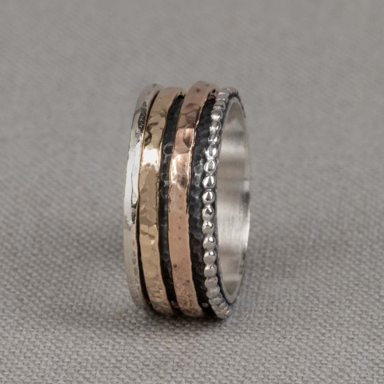 JJ Zilveren Ring deels verguld - mt 56