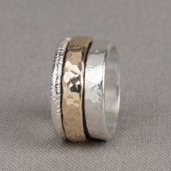 JJ Ring Zilver Oxy+goldfilled - mt 56