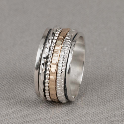 Jeh Ring Zilver Oxy / Wit + Goldfilled  - maat 56