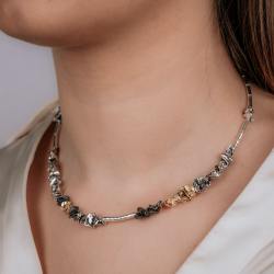 Jeh Collier Kraagje met Drie Kleuren (Zilv,Oxy,Verguld)