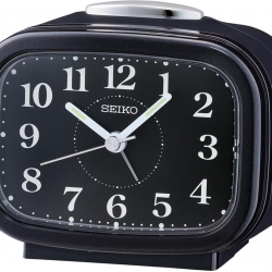 Seiko Wekker Metallic Zwarte Wijzerplaat