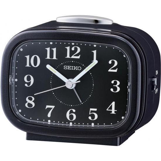Seiko Wekker Metallic Zwarte Wijzerplaat