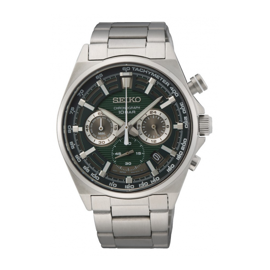 Seiko Heren Horloge Chrono Staal Met Groene Wijzerplaat