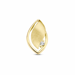 14K Geelgouden Hanger met Diamant - poli/mat - 0.04ct H/SI