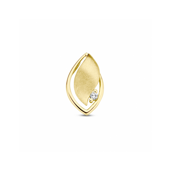 14K Geelgouden Hanger met Diamant - poli/mat - 0.04ct H/SI